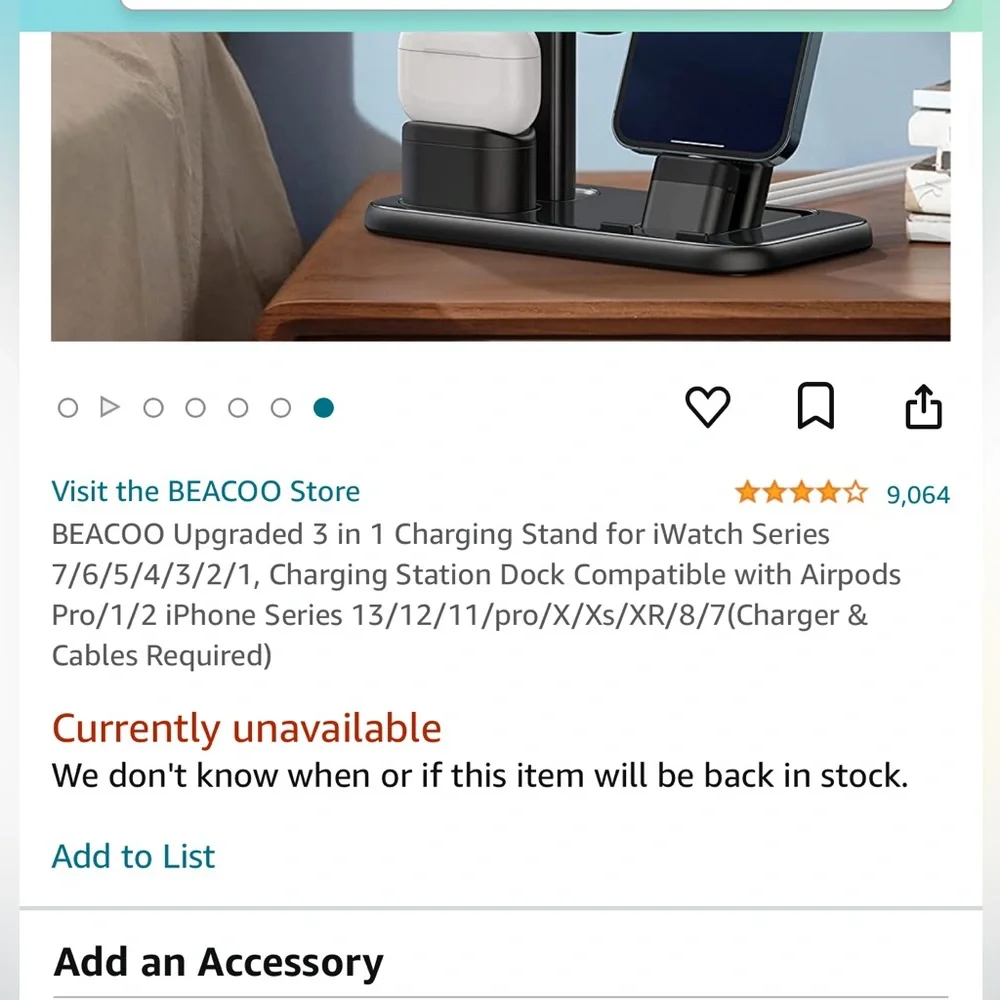 Beacoo NWT Amazon 3 in 1 charging station iPhone Apple Watch and AirPods black